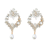 Sparkling Crystal & Faux Pearl Drop Earrings - Elegant Statement Jewelry